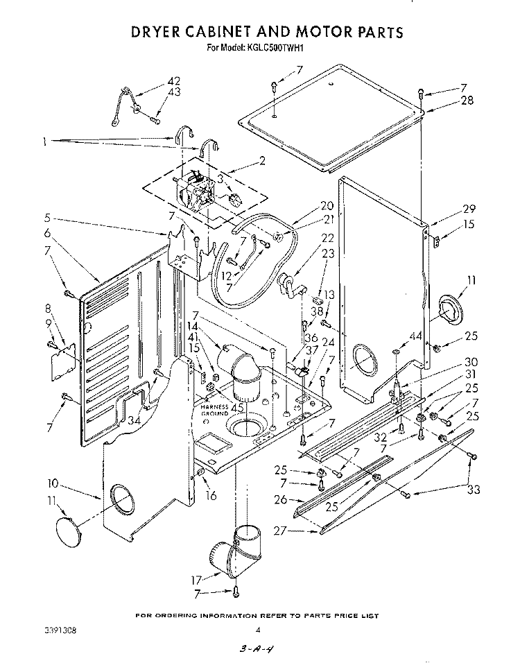 DRYER CABINET AND MOTOR Diagram and Parts List for KGLC500TAL1  KitchenAid Washer Dryer Combo