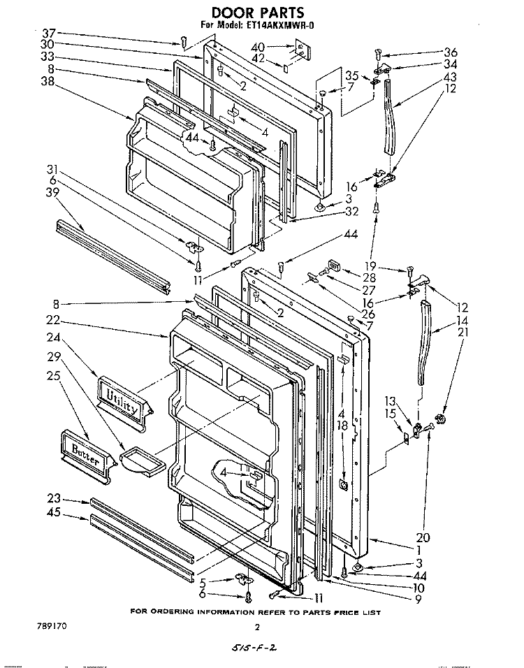 DOOR Diagram and Parts List for ET14AKXMWR0  Whirlpool Refrigerator
