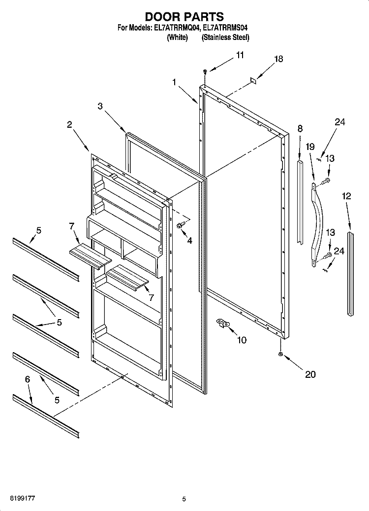 DOOR PARTS Diagram and Parts List for EL7ATRRMS04  Whirlpool Refrigerator