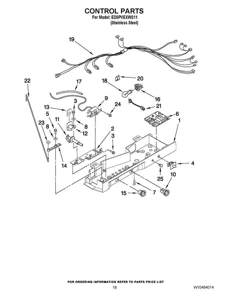 CONTROL PARTS Diagram and Parts List for ED5PVEXWS11  Whirlpool Refrigerator