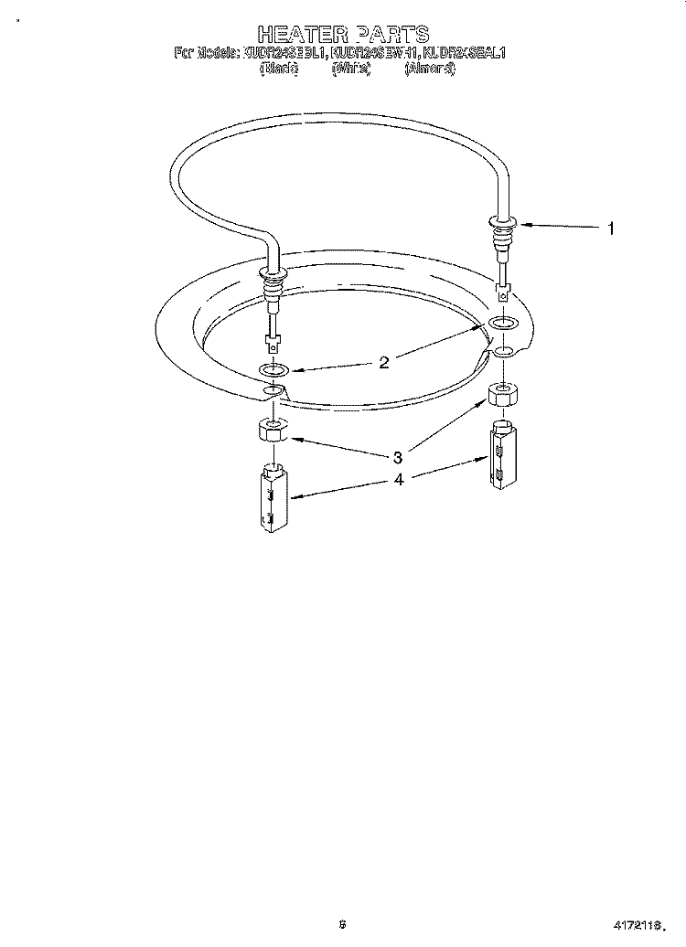 HEATER Diagram and Parts List for KUDR24SEBL1  KitchenAid Dishwasher