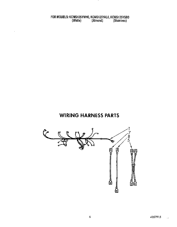 SECTION Diagram and Parts List for KCMS125YWH0  KitchenAid Microwave