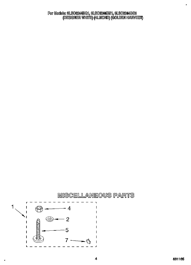 MISCELLANEOUS Diagram and Parts List for 8LSC6244BN1  Whirlpool Washer
