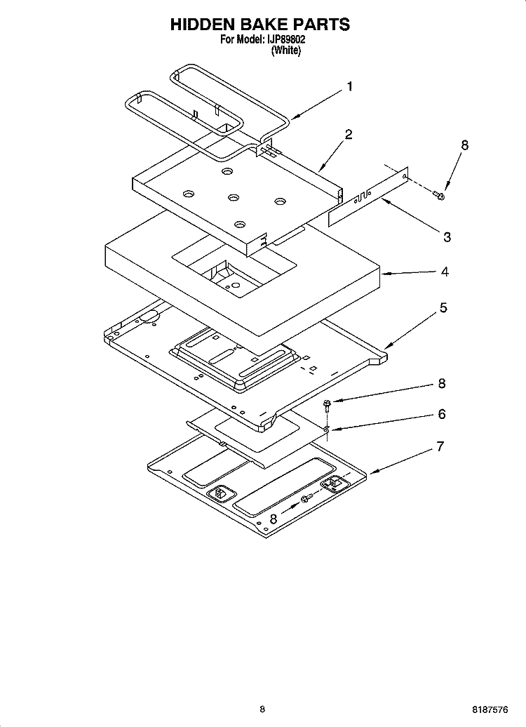 HIDDEN BAKE PARTS, MISCELLANEOUS PARTS Diagram and Parts List for IJP89802  Inglis Range