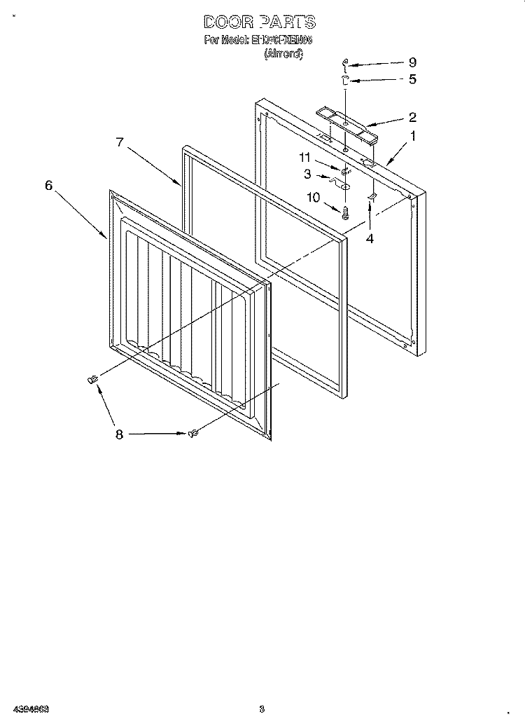 SECTION Diagram and Parts List for EH070FXEN06  Whirlpool Freezer
