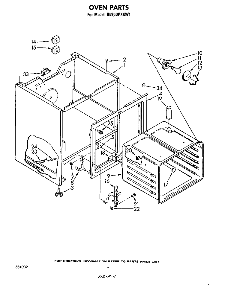 OVEN Diagram and Parts List for RE960PXKW1  Whirlpool Range