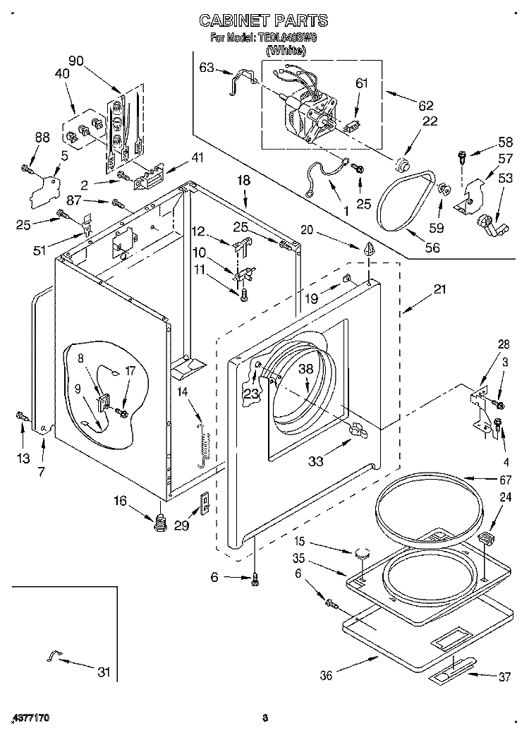 SECTION Diagram and Parts List for TEDL640BW0  Whirlpool Dryer