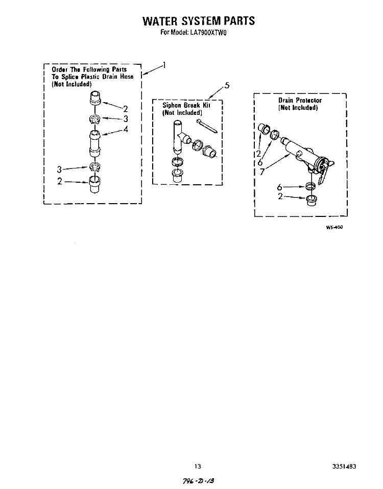 WATER SYSTEM Diagram and Parts List for LA7900XTG0  Whirlpool Washer
