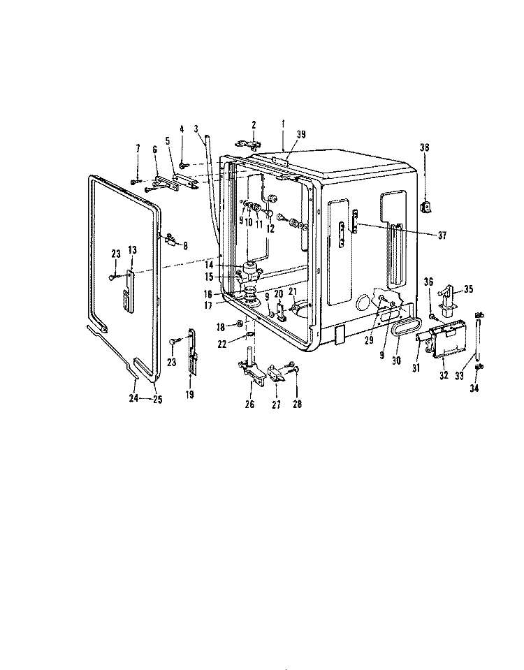 MOTOR, HEATER, AND SPRAY ARM Diagram and Parts List for 8565L10  Roper Dishwasher