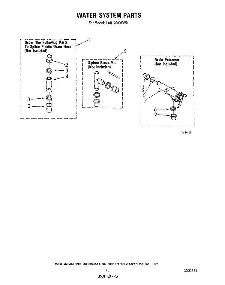 WATER SYSTEM Diagram and Parts List for LA8100XWW0  Whirlpool Washer