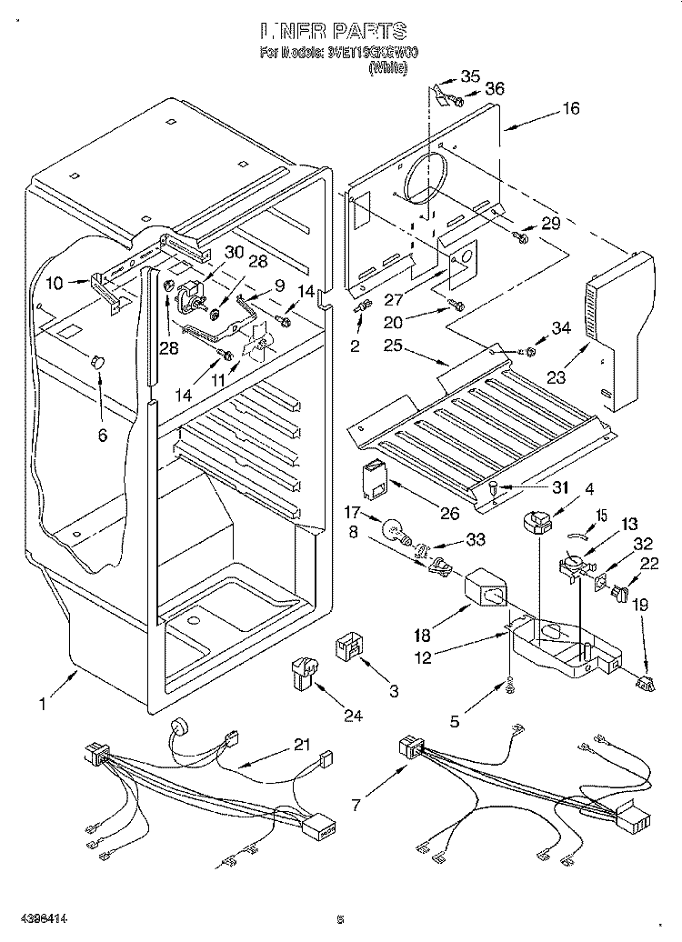 LINER, OPTIONAL Diagram and Parts List for 3VET18GKGW00  Whirlpool Refrigerator