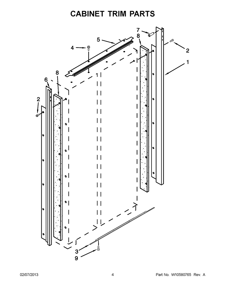 CABINET TRIM PARTS Diagram and Parts List for KSSC48QVS05  KitchenAid Refrigerator