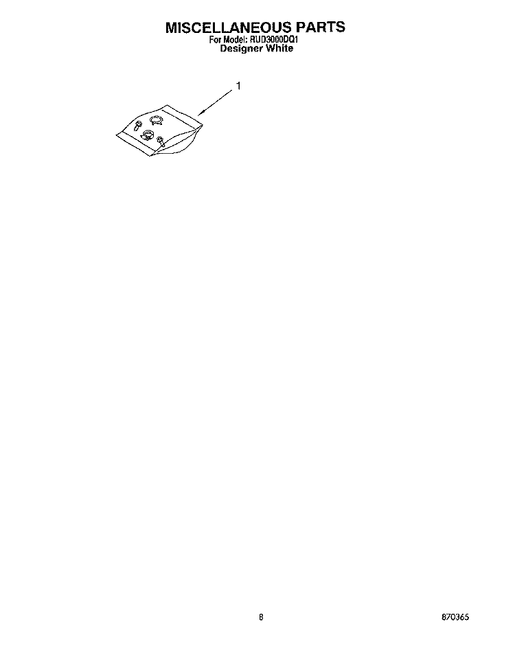 MISCELLANEOUS, LIT/OPTIONAL Diagram and Parts List for RUD3000DQ1  Roper Dishwasher