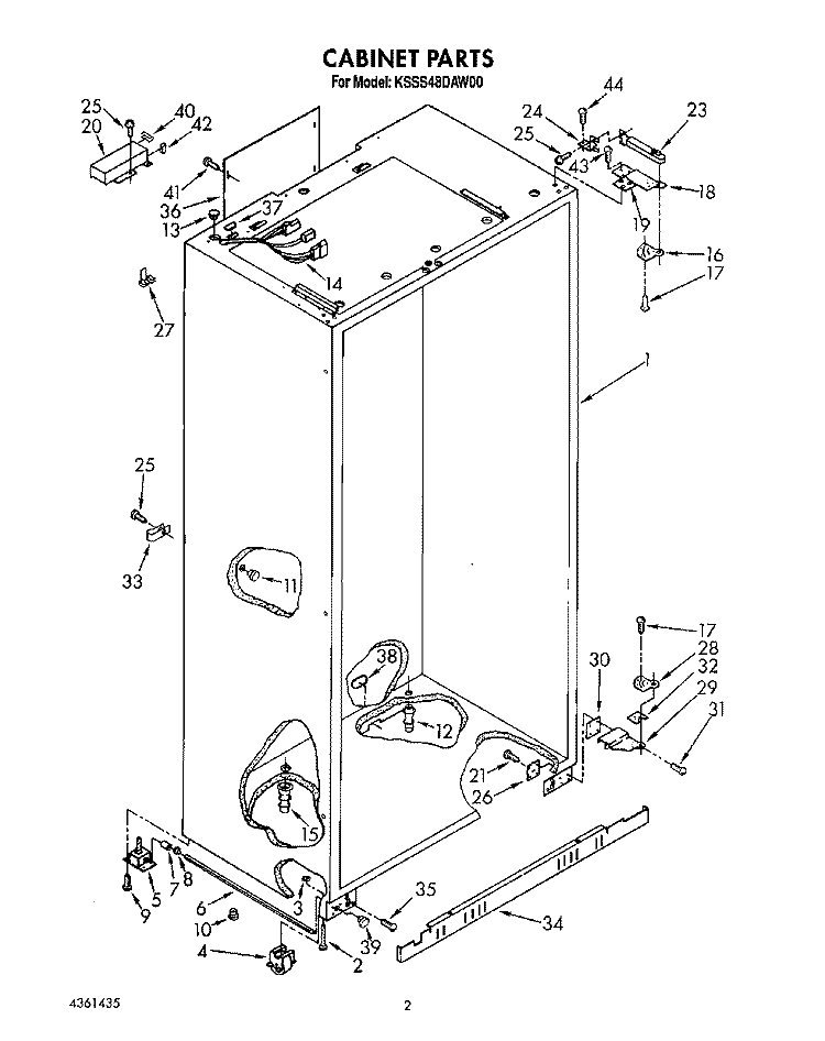 CABINET Diagram and Parts List for KSSS48DAW00  KitchenAid Refrigerator