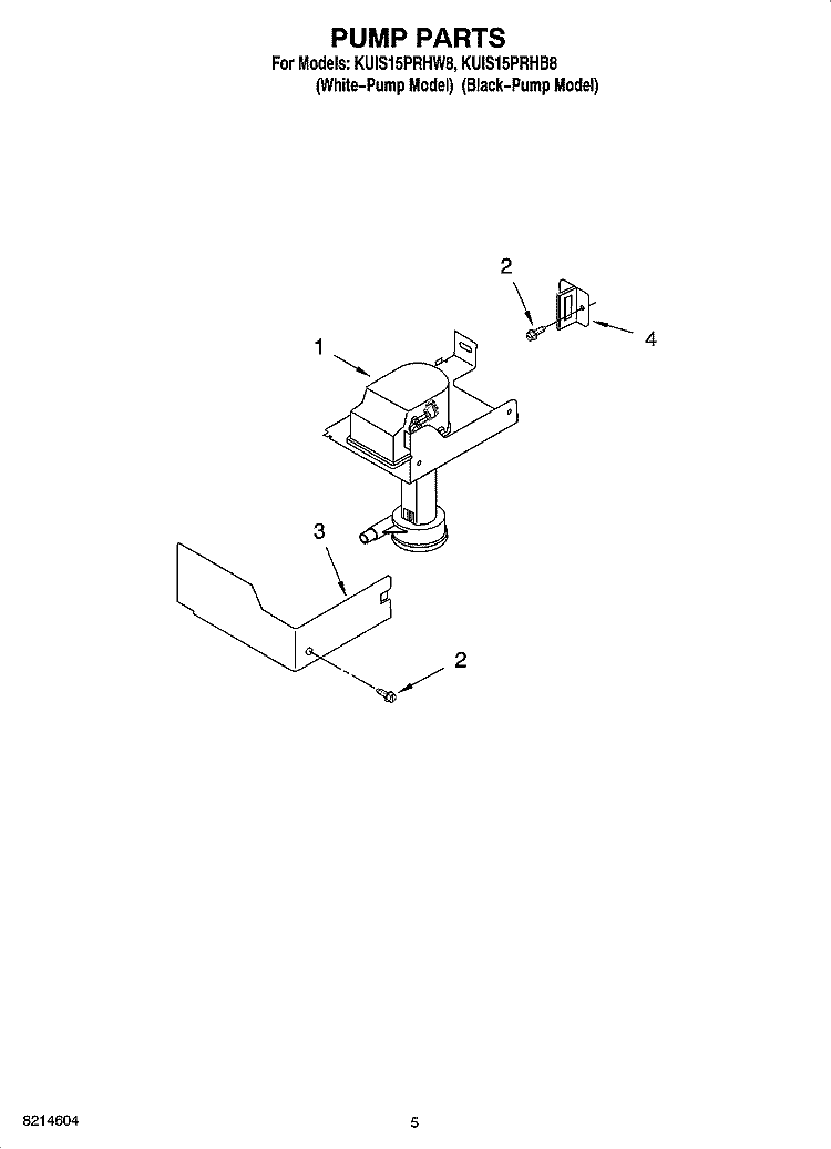 PUMP PARTS Diagram and Parts List for KUIS15PRHW8  KitchenAid Ice Maker
