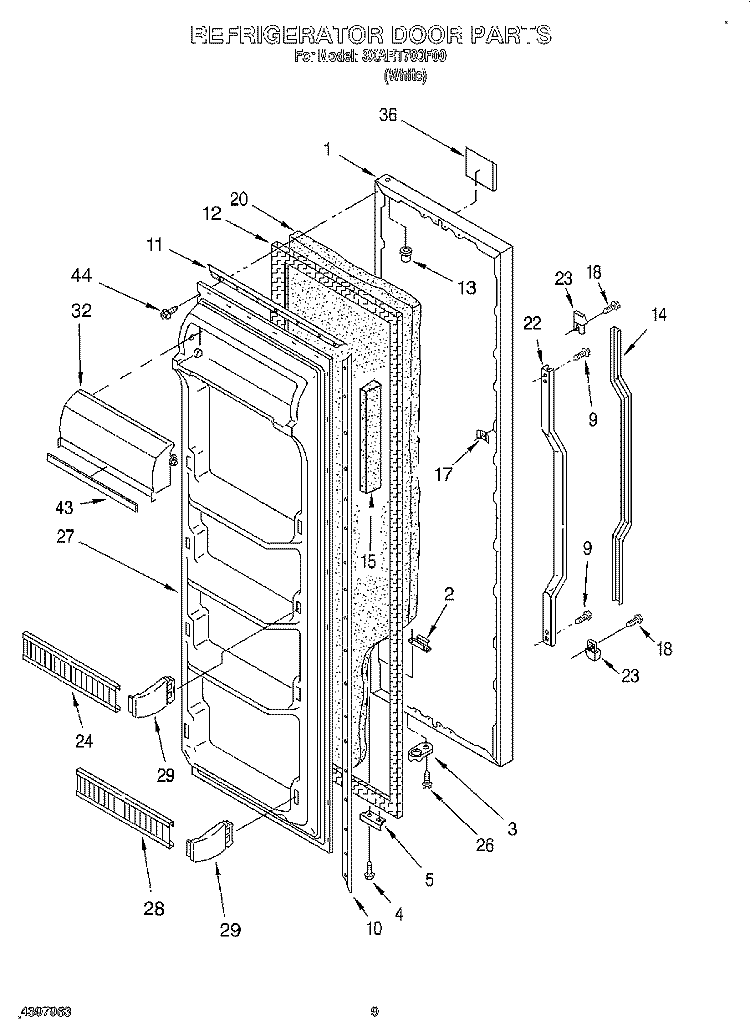 REFRIGERATOR DOOR Diagram and Parts List for 3XART700F00  Whirlpool Refrigerator
