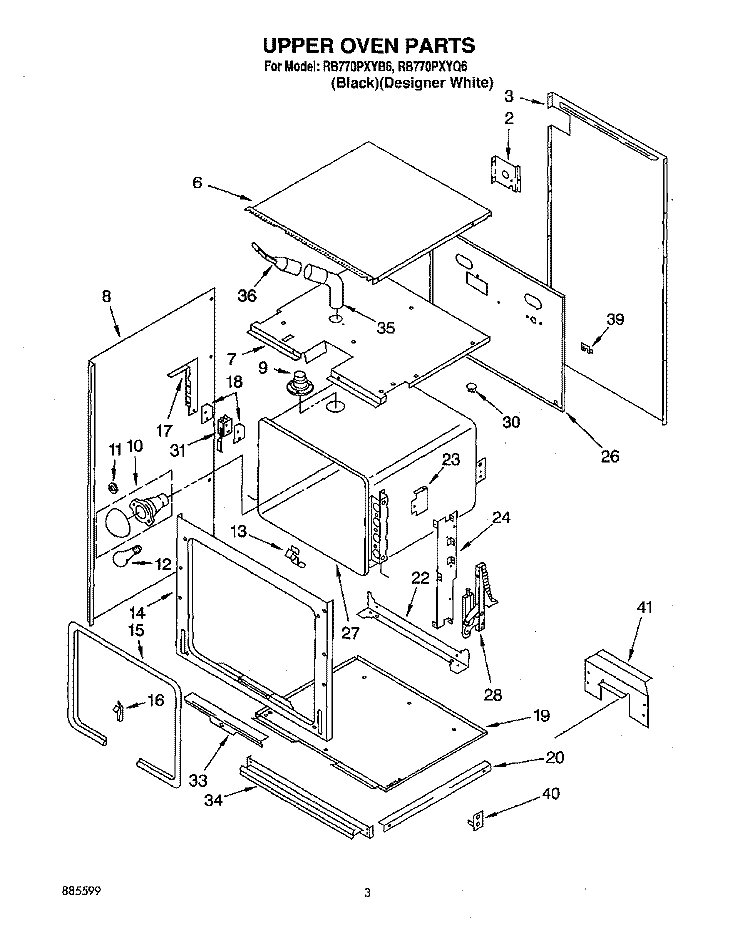 UPPER OVEN Diagram and Parts List for RB770PXYQ6  Whirlpool Wall Oven