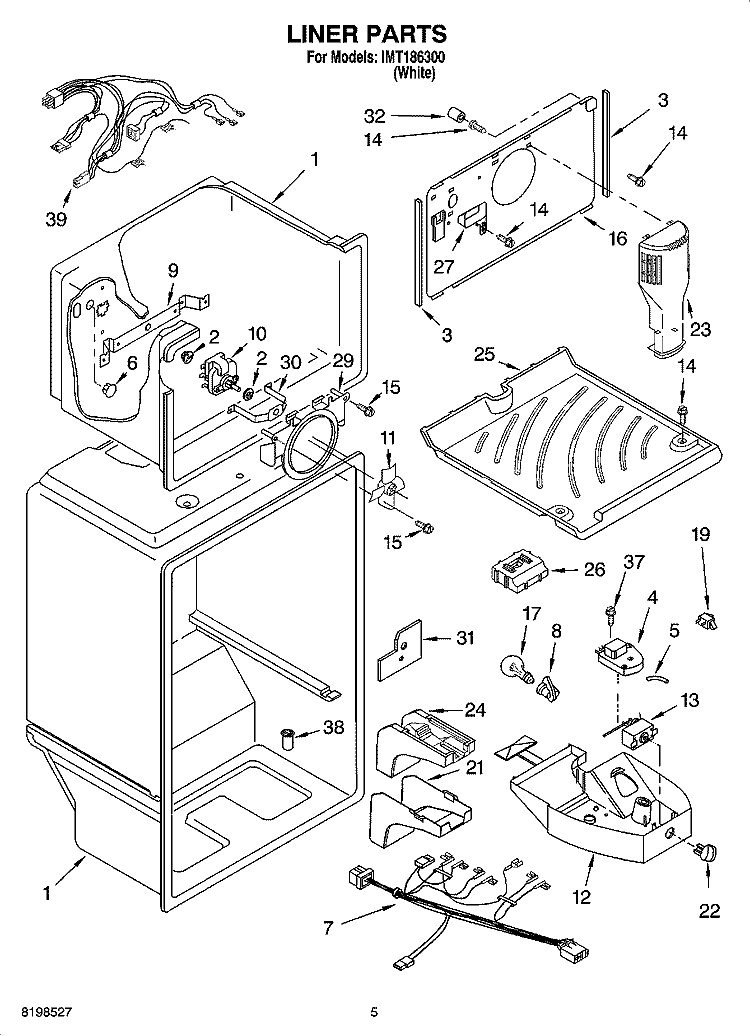 LINER PARTS Diagram and Parts List for IMT186300  Inglis Refrigerator