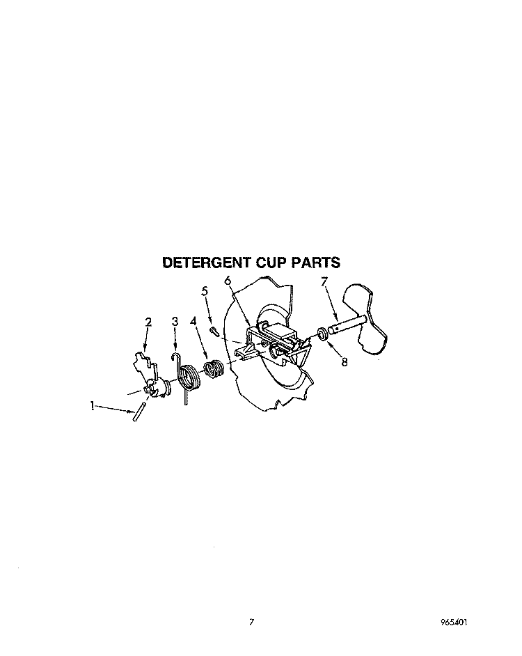 DETERGENT CUP Diagram and Parts List for WU1800XX0  Roper Dishwasher