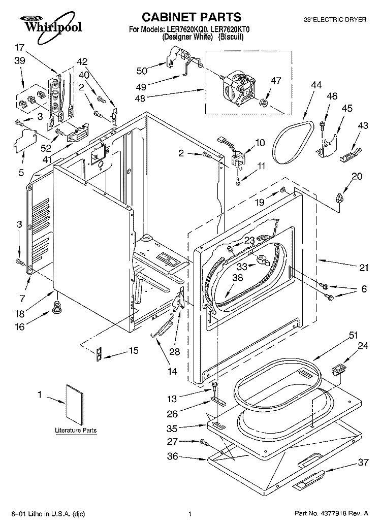 SECTION Diagram and Parts List for LER7620KT0  Whirlpool Dryer
