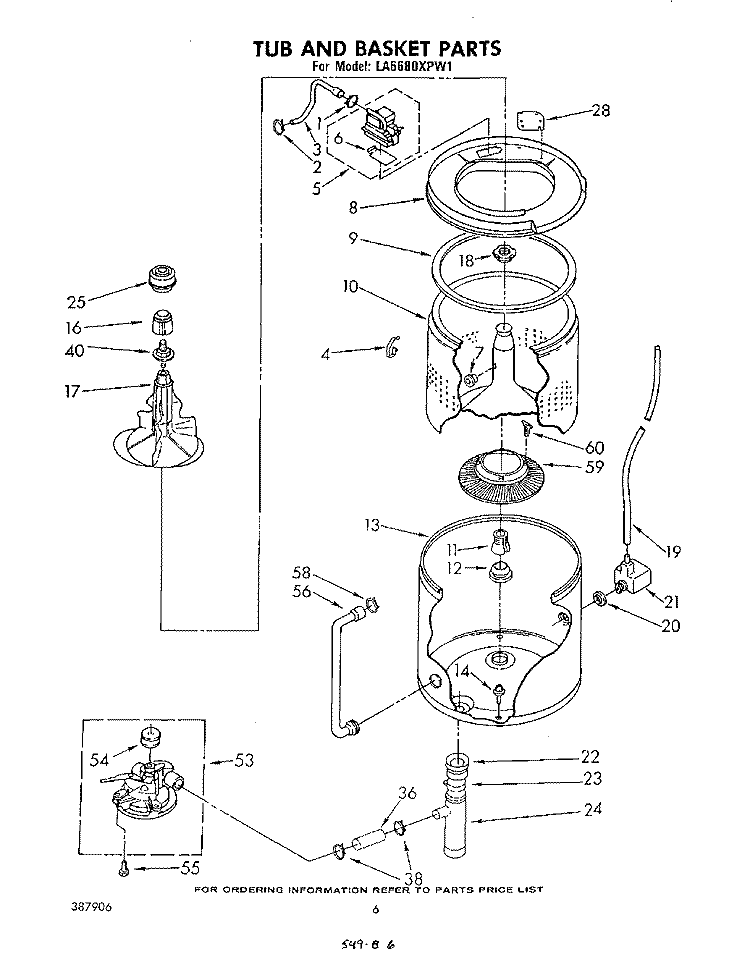TUB AND BASKET Diagram and Parts List for LA6680XPW1  Whirlpool Washer