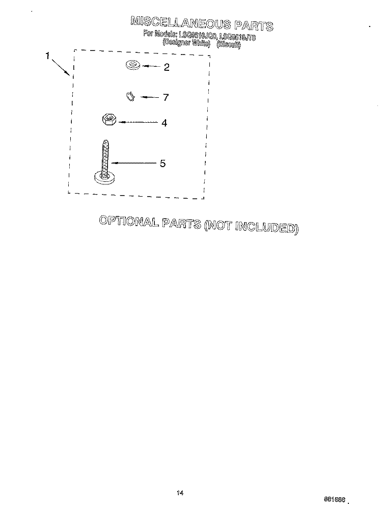 MISCELLANEOUS, OPTIONAL Diagram and Parts List for LSQ9610JT0  Whirlpool Washer