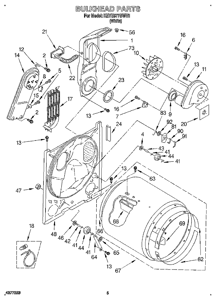 SECTION Diagram and Parts List for KEYE677BWH1  KitchenAid Dryer