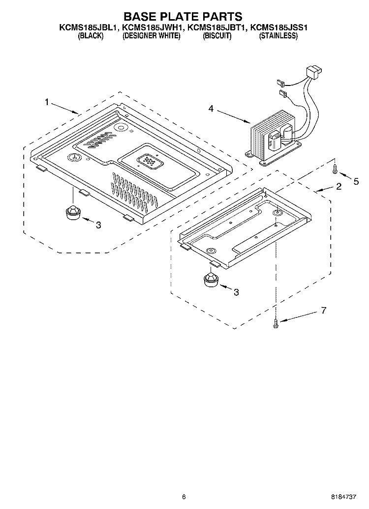 BASE PLATE Diagram and Parts List for KCMS185JBT1  KitchenAid Microwave