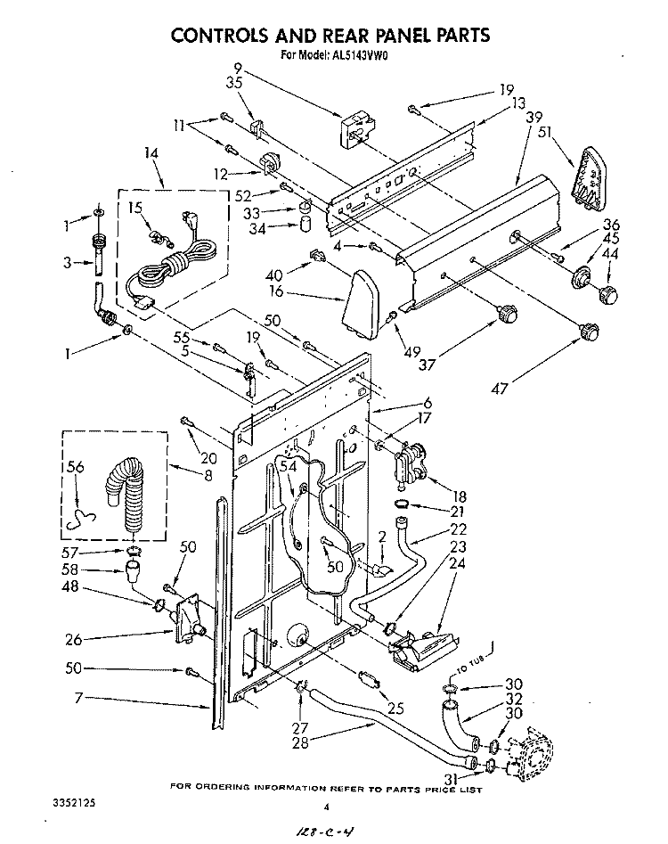 CONTROLS AND REAR PANEL Diagram and Parts List for AL5143VG0  Whirlpool Washer