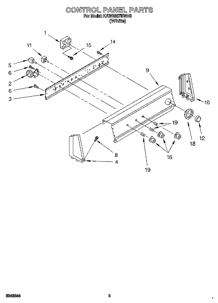 CONTROL PANEL Diagram and Parts List for KAWE667BWH0  KitchenAid Washer