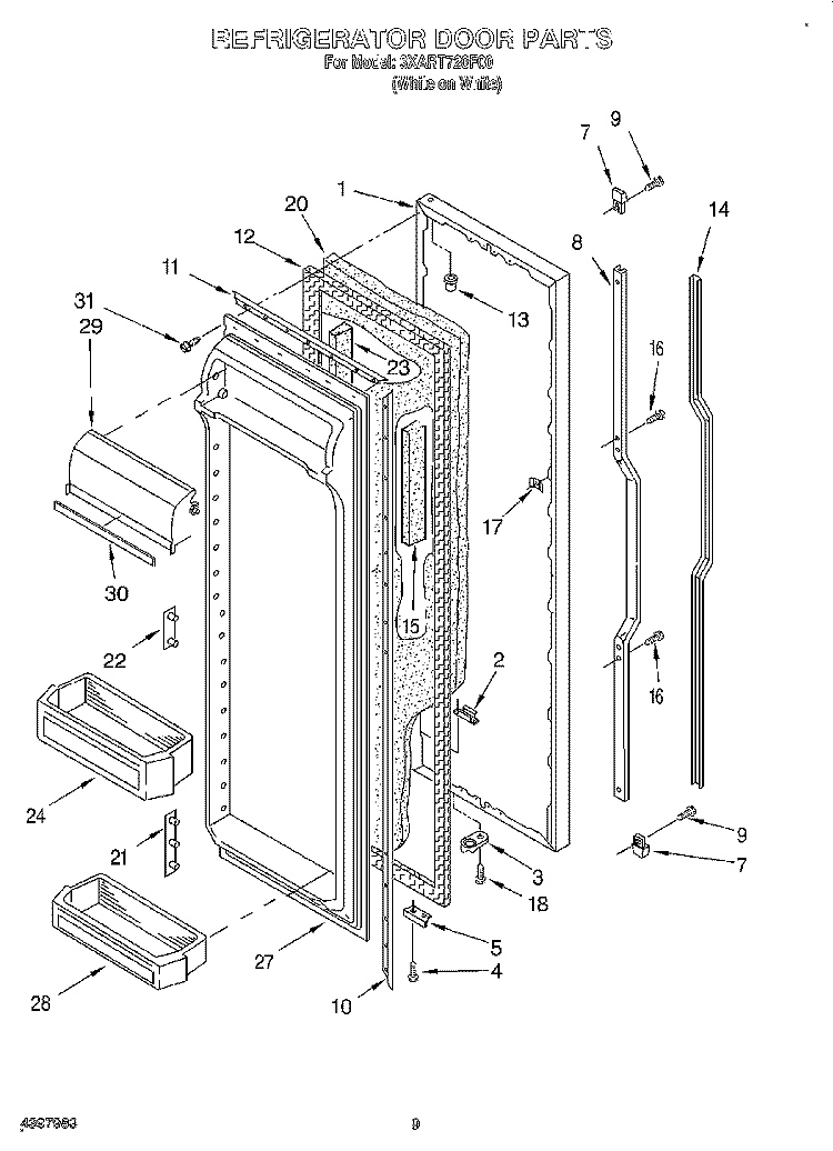 REFRIGERATOR DOOR Diagram and Parts List for 3XART720F00  Whirlpool Refrigerator