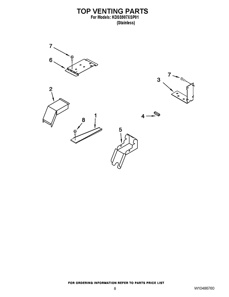 TOP VENTING PARTS Diagram and Parts List for KDSS907XSP01  KitchenAid Range