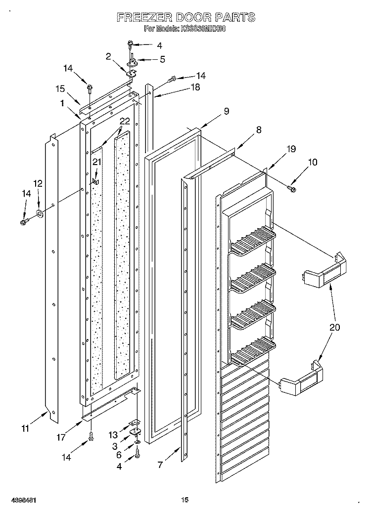 FREEZER DOOR Diagram and Parts List for KSSS36MHX00  KitchenAid Refrigerator