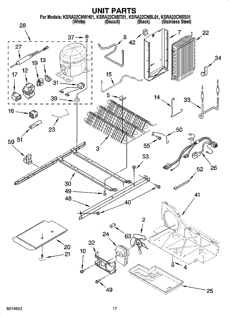 UNIT PARTS Diagram and Parts List for KSRA22CNBT01  KitchenAid Refrigerator