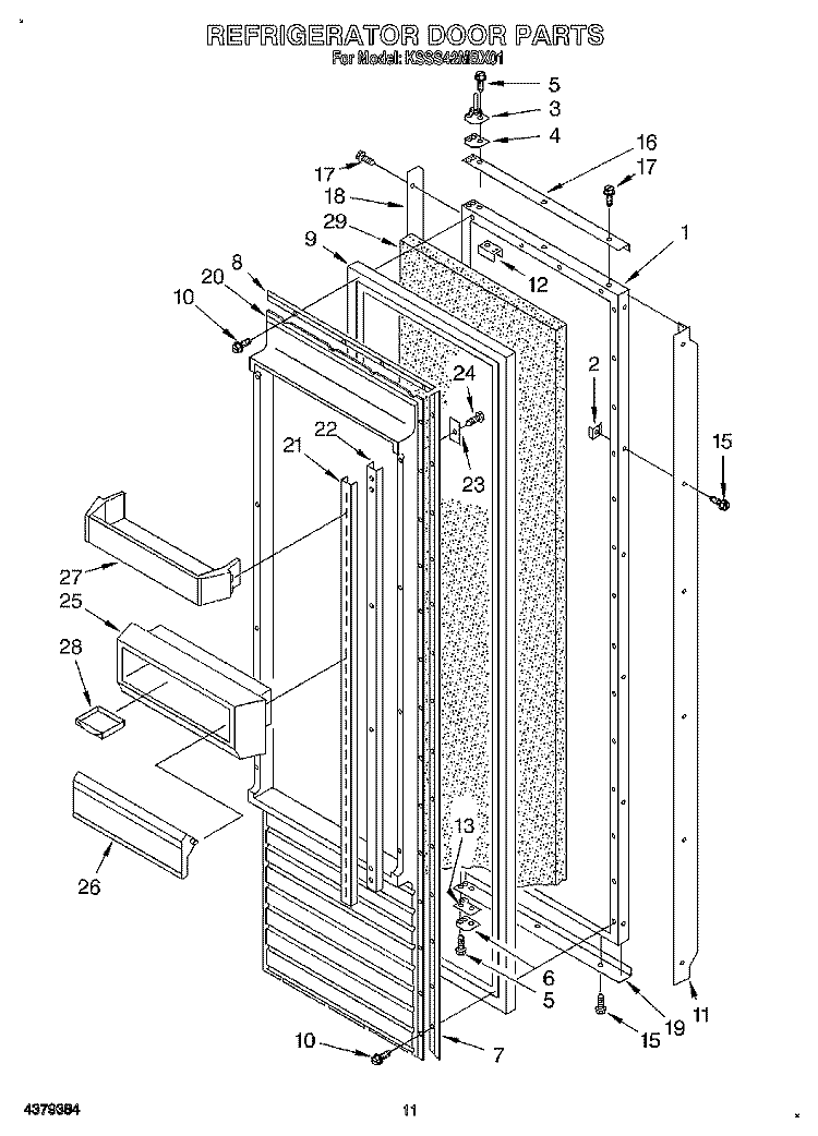 REFRIGERATOR DOOR Diagram and Parts List for KSSS42MBX01  KitchenAid Refrigerator