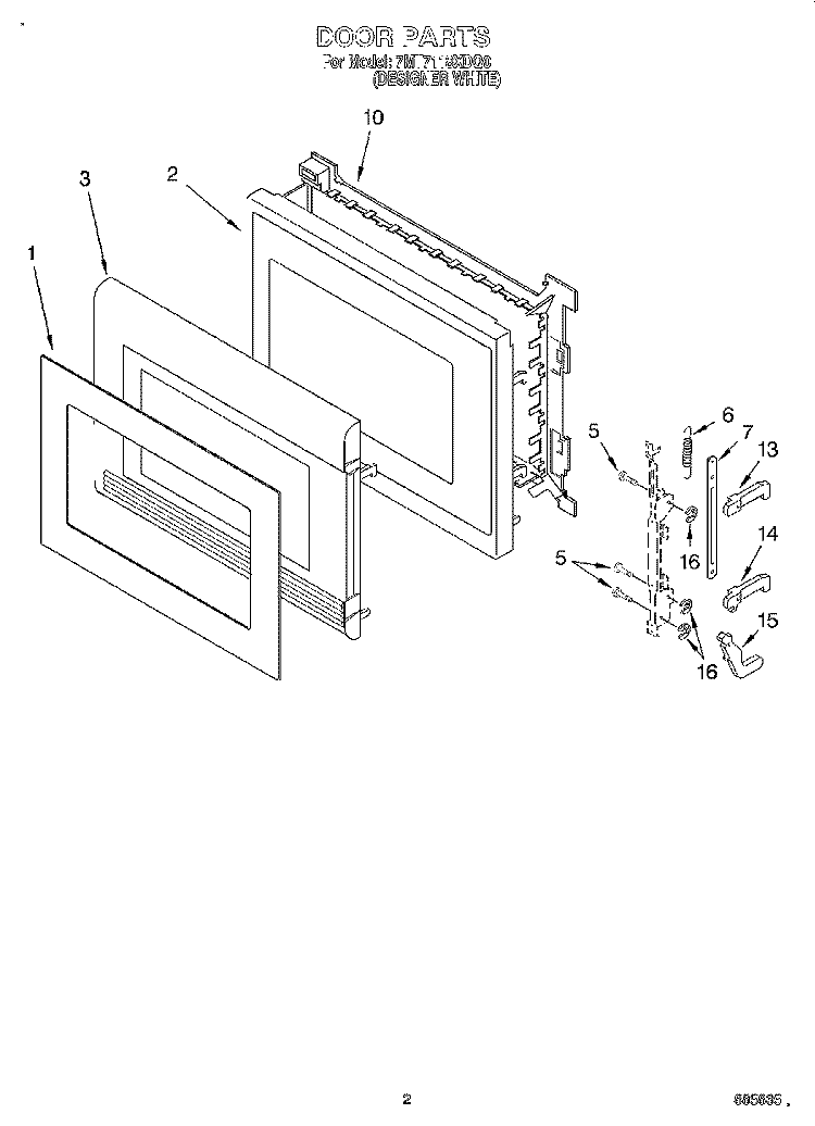 DOOR Diagram and Parts List for 7MT7118XDQ0  Whirlpool Microwave
