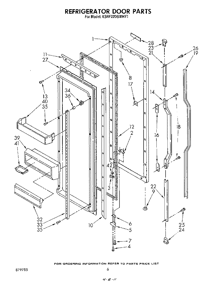 REFRIGERATOR DOOR Diagram and Parts List for KSRF22DSWHY1  KitchenAid Refrigerator