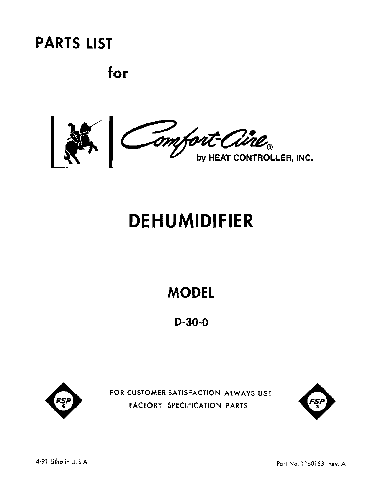 SECTION Diagram and Parts List for BFD300  Whirlpool Dehumidifier