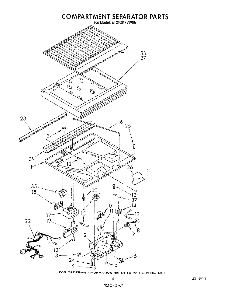COMPARTMENT SEPARATOR Diagram and Parts List for ET20DKXVN05  Whirlpool Refrigerator