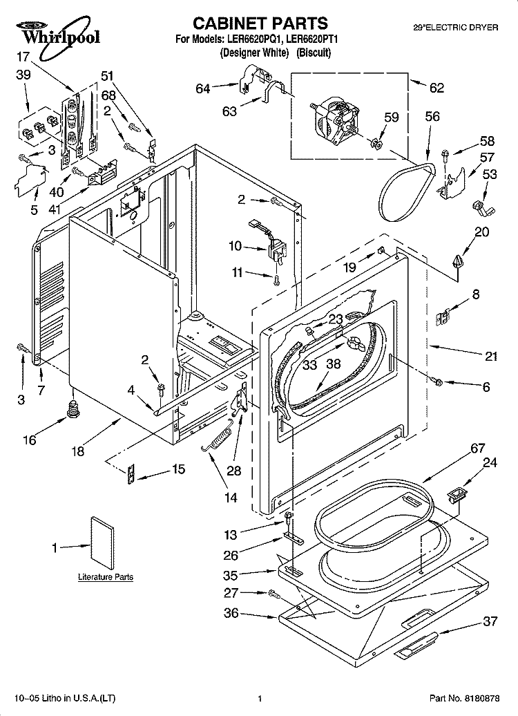 CABINET PARTS Diagram and Parts List for LER6620PQ1  Whirlpool Dryer