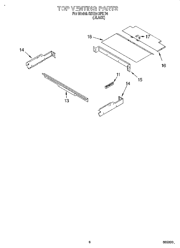TOP VENTING, OPTIONAL Diagram and Parts List for RBS240PDB4  Whirlpool Wall Oven