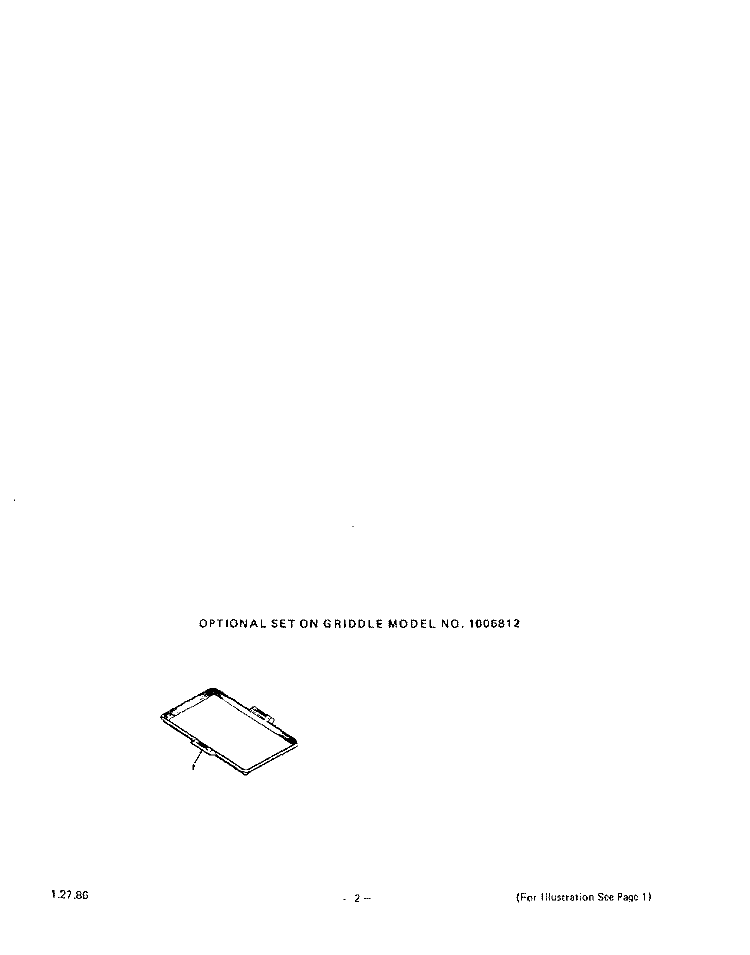 LIT/OPTIONAL GRIDDLE Diagram and Parts List for 1885W1A  Roper Range