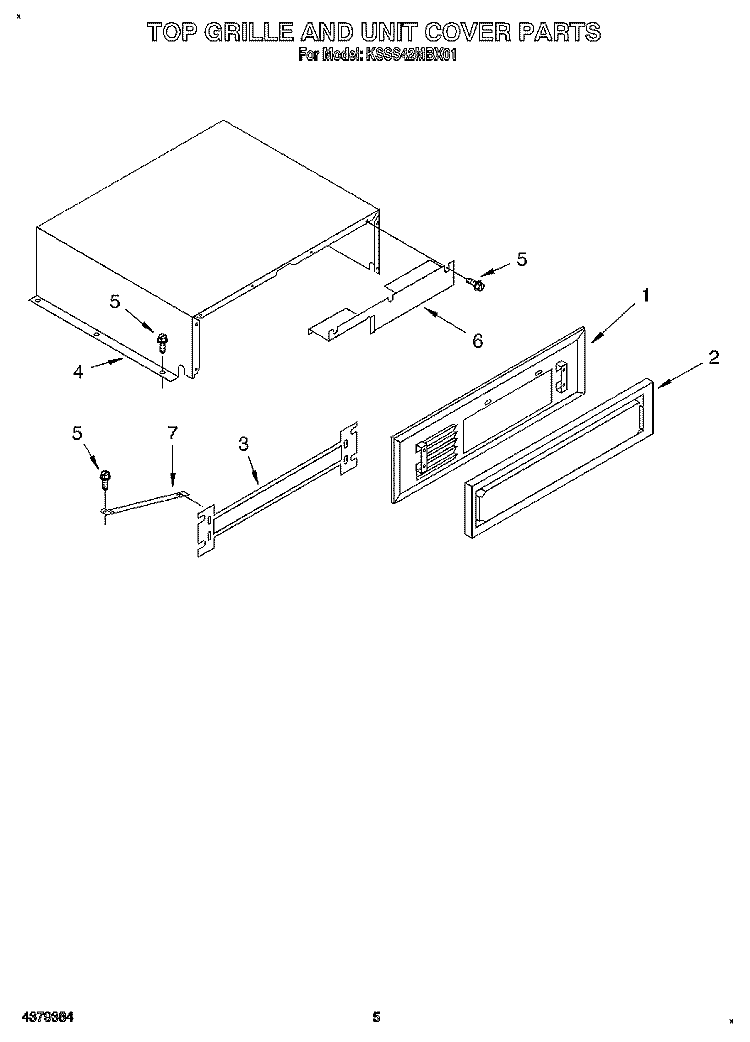 TOP GRILLE AND UNIT COVER Diagram and Parts List for KSSS42MBX01  KitchenAid Refrigerator