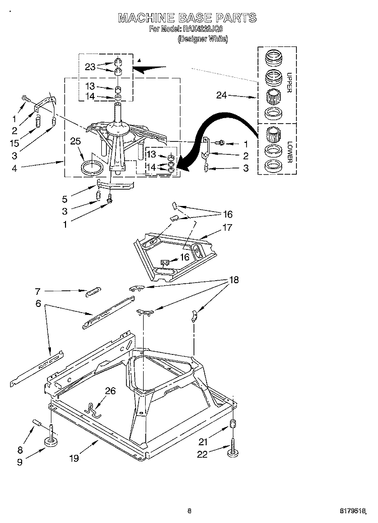 MACHINE BASE Diagram and Parts List for RAX4232JQ0  Roper Washer