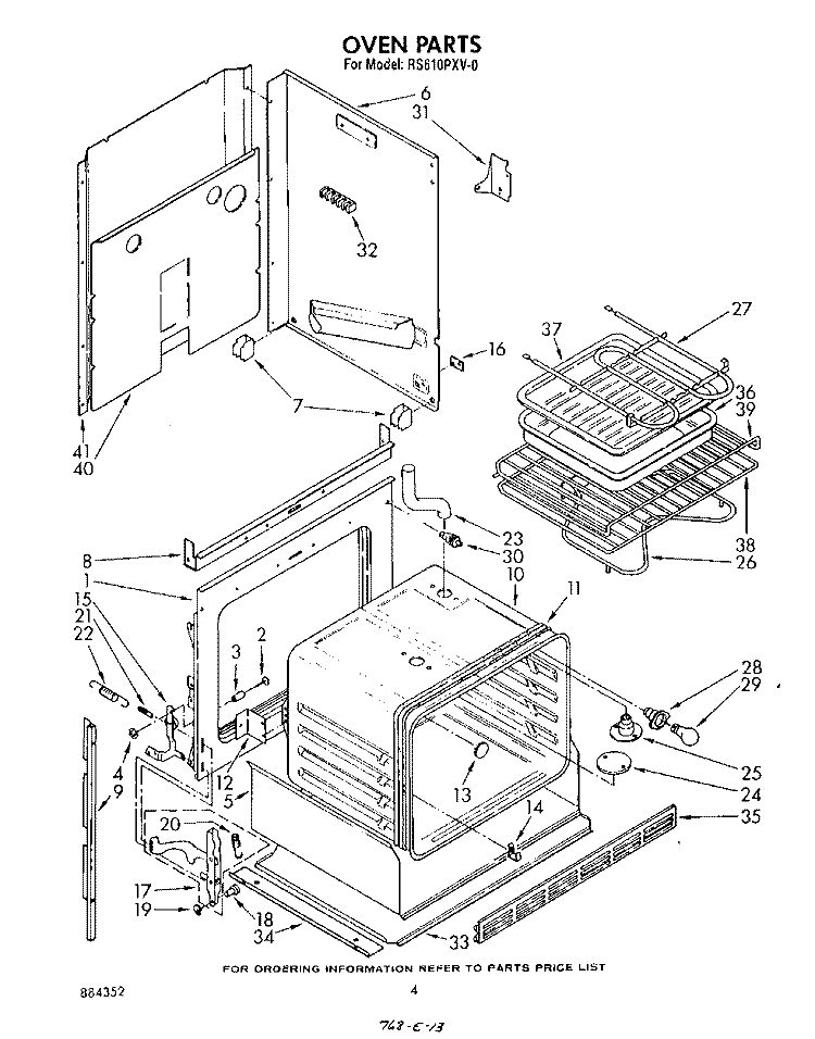 OVEN Diagram and Parts List for RS610PXV0  Whirlpool Range