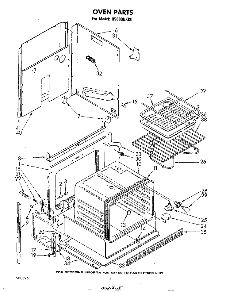 SECTION Diagram and Parts List for RS600BXK0  Whirlpool Range
