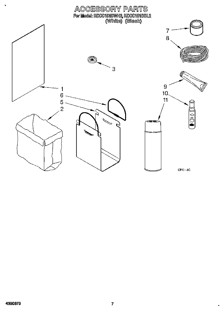 ACCESSORY Diagram and Parts List for KCCC151DWH2  KitchenAid Trash Compactor