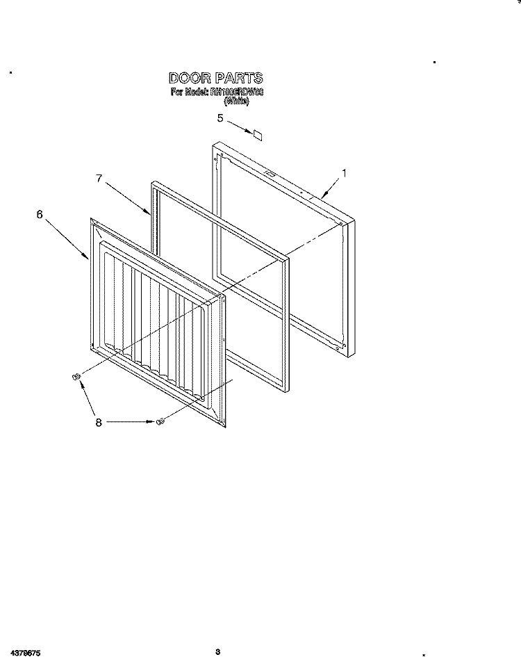 SECTION Diagram and Parts List for RH1000RDW00  Roper Freezer