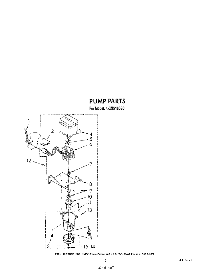 PUMP Diagram and Parts List for 4KUIS185S0  KitchenAid Ice Maker