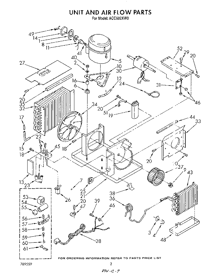 SECTION Diagram and Parts List for ACC602XW0  Whirlpool Air Conditioner